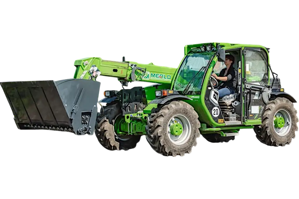 FARM-SERVANT Sandstreuschaufel FS240STS an einem Merlo-Teleskoplader